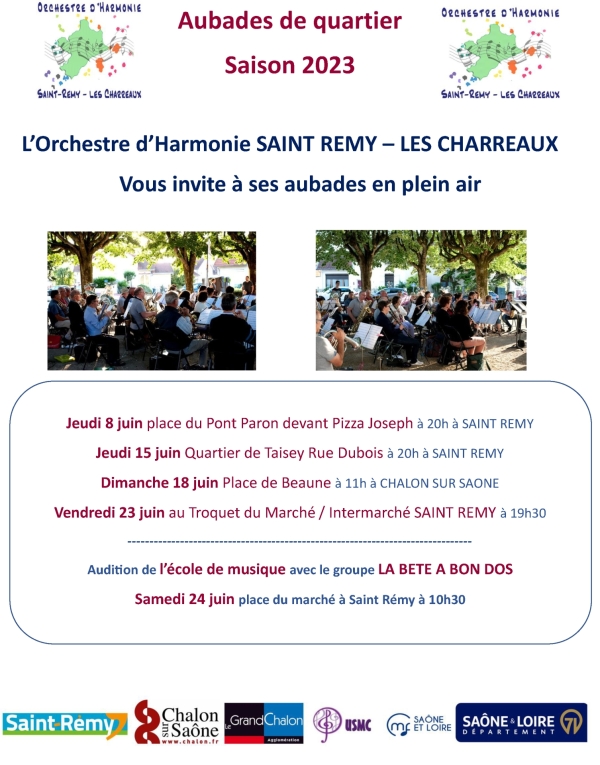 Aubades en plein air par l'orchestre d'Harmonie St Rémy/les Charreaux
