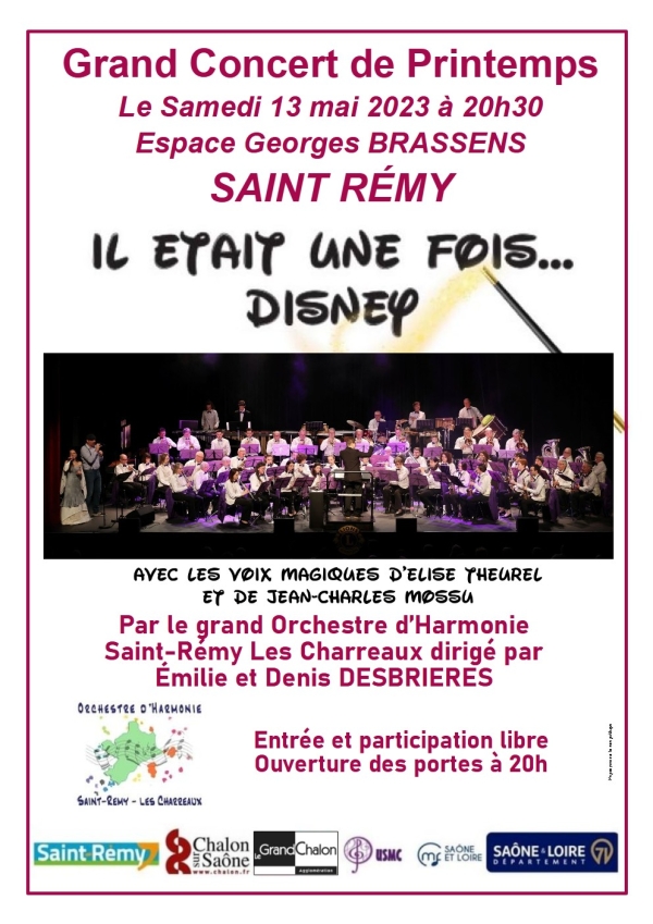 Grand concert de printemps par l'Orchestre d'Harmonie Saint Rémy/les Charreaux samedi 13 mai à 20h30 Espace Brassens à Saint Rémy.