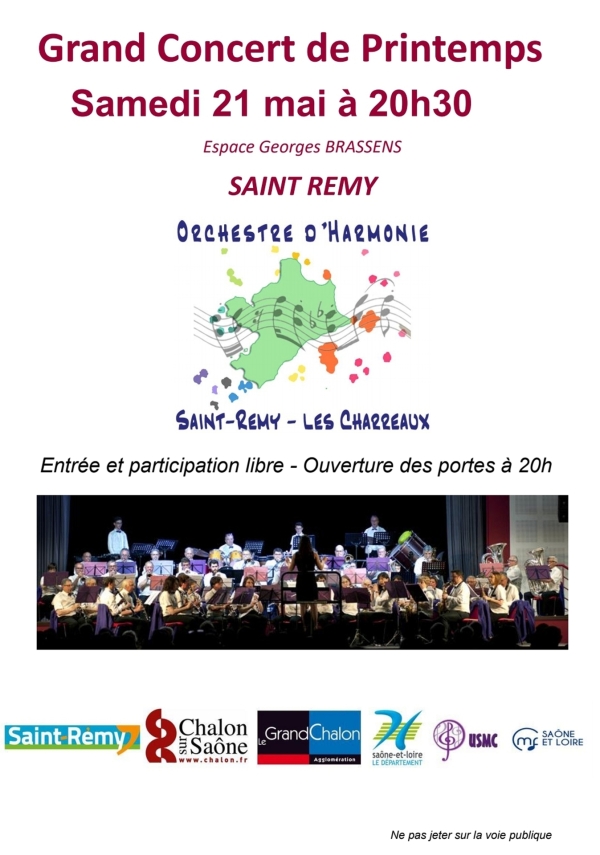 L'harmonie Saint Rémy/Les Charreaux en concert samedi 21 mai 2022 salle Georges Brassens à St Rémy