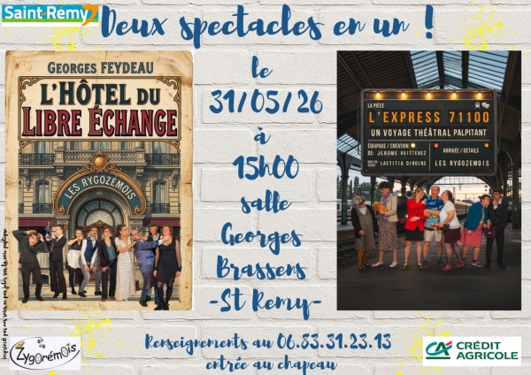 Saint Rémy- les adultes Zygozémois proposent deux spectacles pour le prix d'un dimanche 31 mai à 15h00 salle Brassens.