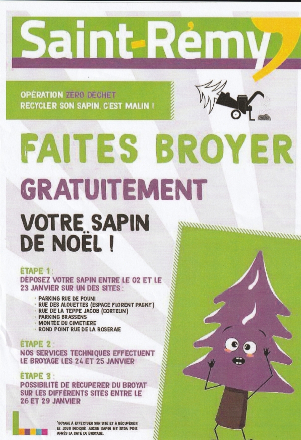 Saint Rémy Collecte et broyage des sapins de Noël