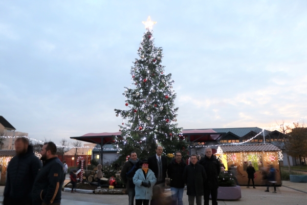 A Saint Rémy, le grand sapin place de la mairie a revêtu son habit de lumière pour fêter Noël.