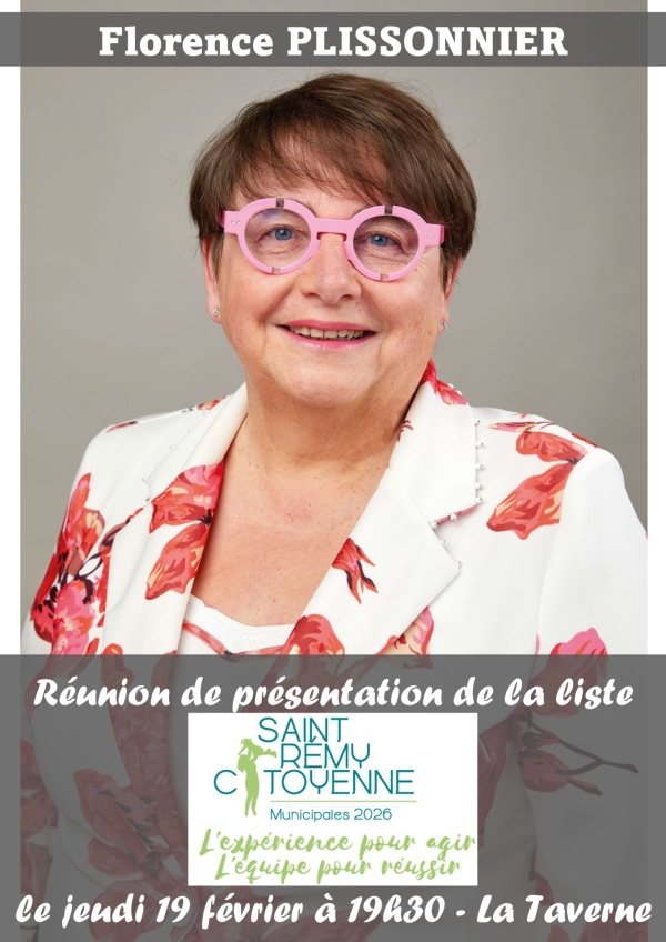 Municipales 2026 - Réunion de présentation de la liste "Saint Rémy Citoyenne" jeudi 19 février à 19h30 à la Taverne.