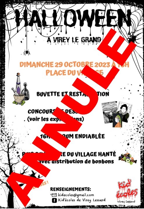 Annulation de "Virey-le-Grand en mode Halloween" prévu initialement le dimanche 29 octobre
