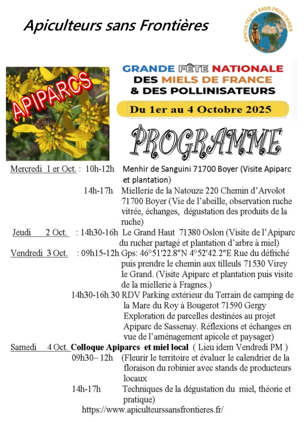 Grande Fête nationale des miels de France et des pollinisateurs.