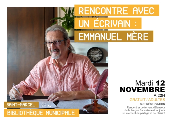 Bibliothèque Municipale : rencontre avec Emmanuel Mère ce mardi 12 novembre 