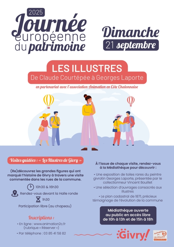 Journée du Patrimoine à Givry :  "Les Illustres – De Claude Courtépée à Georges Laporte" Dimanche 21 septembre 2025