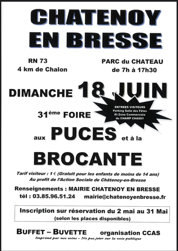 Foire aux puces et à la brocante de Chatenoy-en-Bresse : vous avez jusqu’au 31 mai pour vous inscrire 