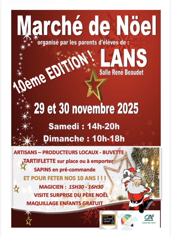 MARCHE DE NOEL DE LANS : RDV LES 29 et 30 novembre prochain 