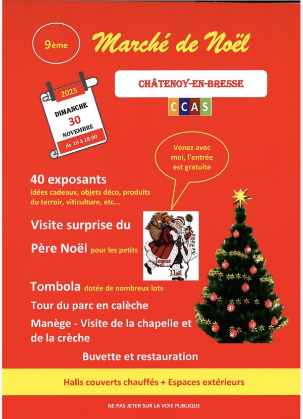 L'incontournable marché de Noël de Chatenoy en Bresse vous donne rendez-vous le 30 novembre prochain