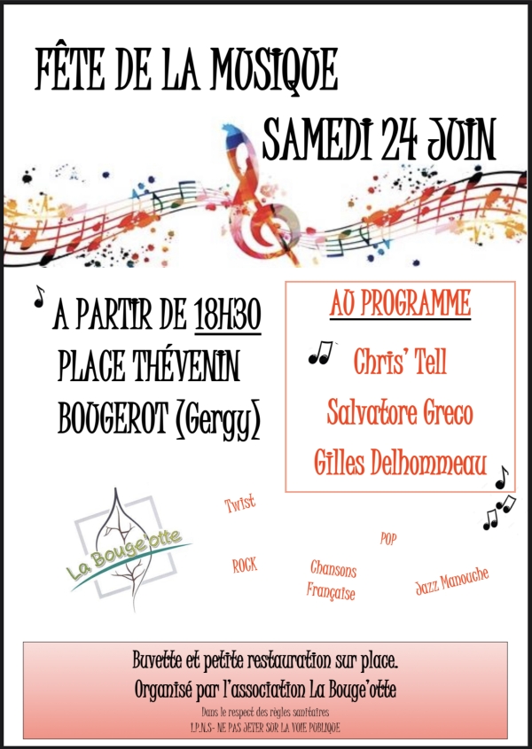 La Bouge’otte de Gergy organise sa fête de la musique le 24 juin prochain 