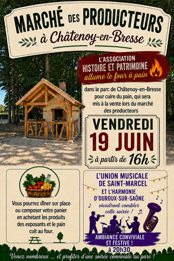 Le marché de producteurs de Chatenoy en Bresse revient ce vendredi à partir de 16h 