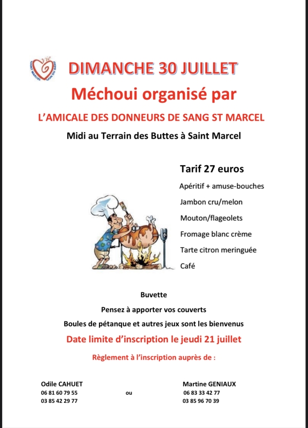 Méchoui organisé par L’amicale des donneurs de sang : vous avez jusqu’au 21 juillet pour vous inscrire 