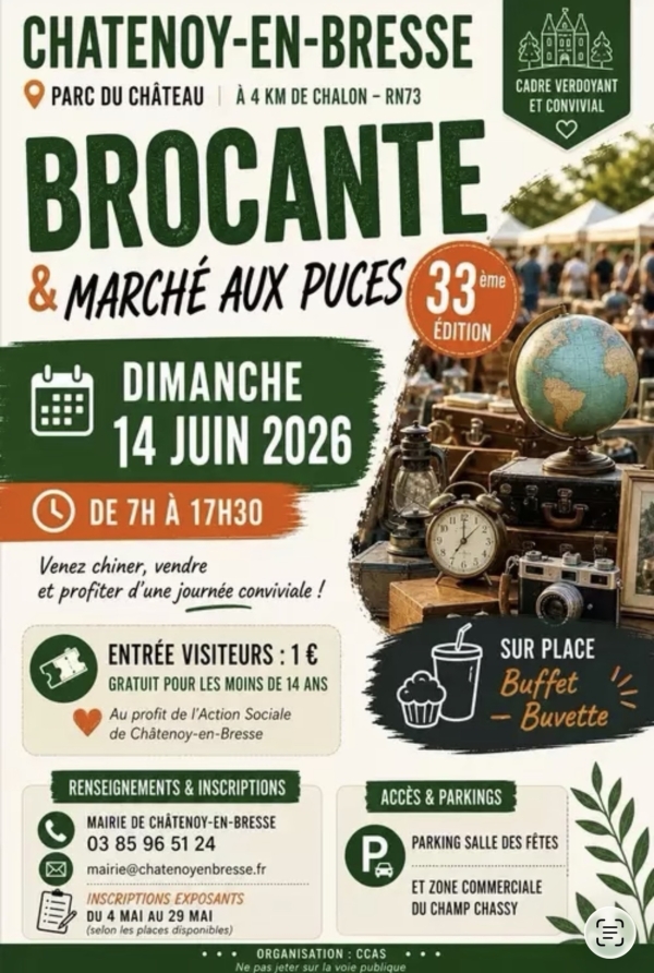 La brocante de Chatenoy en Bresse vous donne rdv le 14 juin prochain 