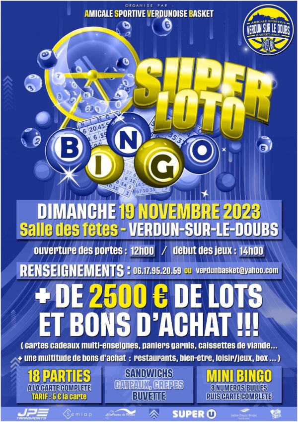 L’AVSB organise son super loto-bingo le dimanche 19 novembre 2023  