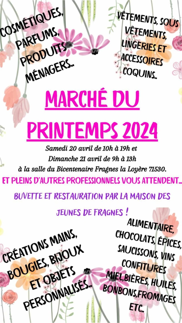 Marché du printemps 2024 : rendez-vous les 20 et 21 avril prochain à la salle du Bicentenaire 