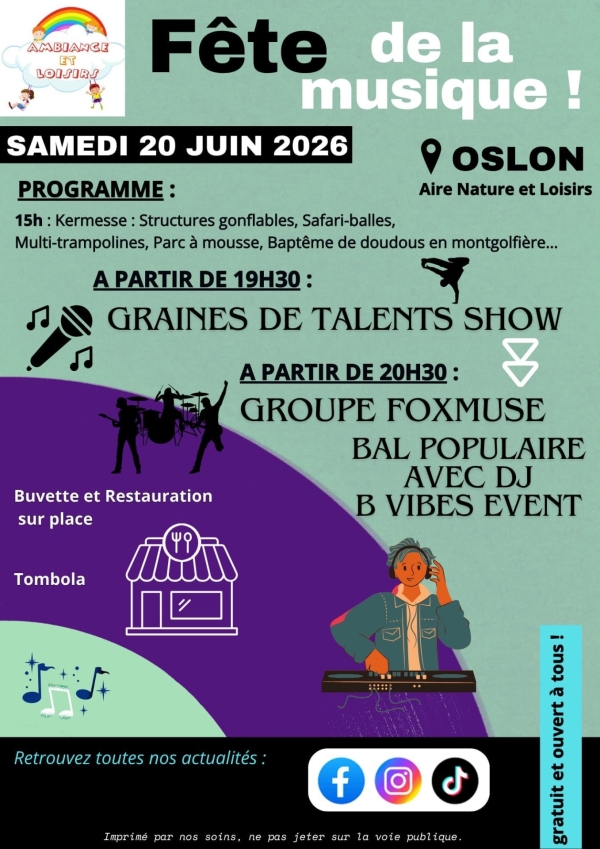 Fête de la musique à Oslon : rendez vous le 20 juin 