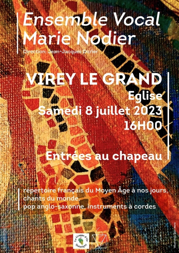 Virey-le-Grand : l’ensemble vocal Marie Nodier donne un concert ce samedi 8 juillet 