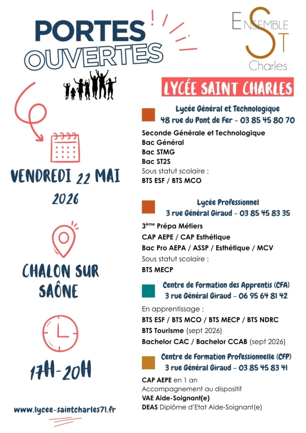 Education : Le lycée, le CFA et le CFP St Charles ouvrent leurs portes vendredi 22 mai