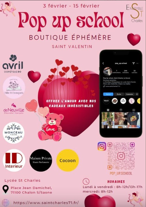 Affiche magasin éphémère Saint Valentin