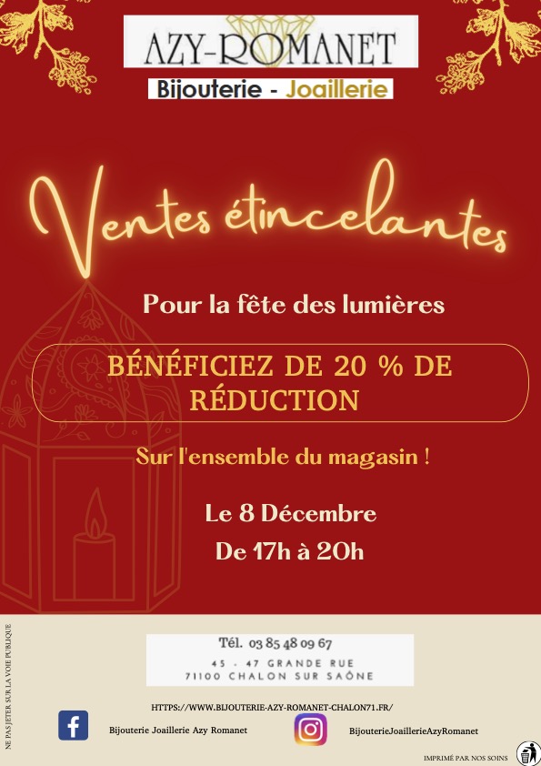 À 17h00 aujourd'hui : top départ pour 3h de "Ventes Étincelantes" à la bijouterie-joaillerie Azy-Romanet ! 