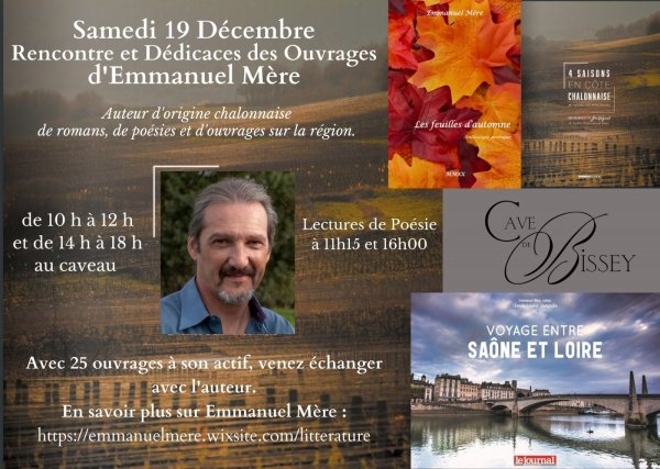 Venez rencontrer l’auteur chalonnais Emmanuel Mère samedi 19 décembre à la Cave de Bissey pour une séance de dédicaces : de jolis de cadeaux de Noël en perspective !