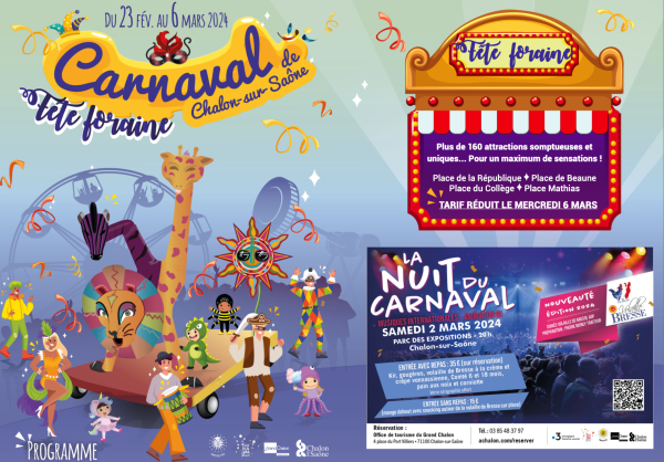 Tout le programme du Carnaval de Chalon/Saône qui aura lieu du 23 février au 6 mars 2024 