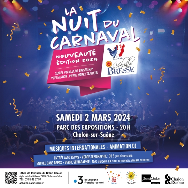 Réservez votre soirée  du samedi 2 mars c'est La Nuit du Carnaval avec ou sans repas !  