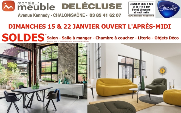 Soldes chez Monsieur Meuble Delécluse Chalon/Saône, le plus grand choix d’ameublement de la région ! 