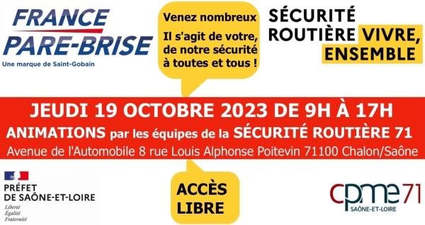 Les "Jeux Prévention Routière" chez France Pare-Brise Chalon/Saône, c'est aujourd'hui jeudi 19 octobre de 9h à 17h !